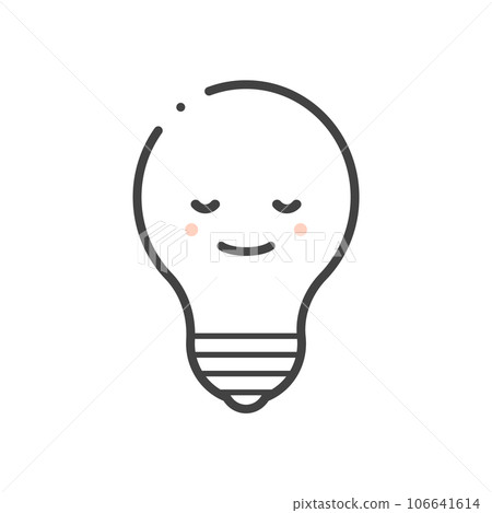 閉著眼睛微笑的燈泡的可愛圖標-用電、關燈和節能的圖像材料 106641614