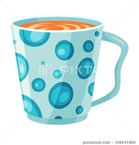 Cup tea coffee icon. Cute trendy crockery with handle for drink. Vintage teacup. Hand drawn colored trendy vector illustration in cartoon style Cup tea coffee icon. Cute trendy crockery with handle for drink. Vintage teacup. Hand drawn colored trendy vector illustration in cartoon style 106641860