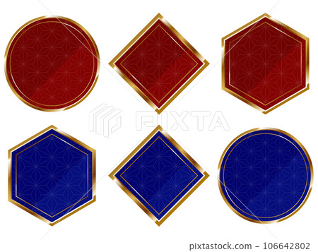 6 件套豪華大麻葉圖案框架，紅色和藍色 106642802