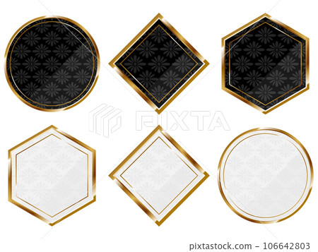 6 件套豪華菊花圖案框架，黑白 106642803