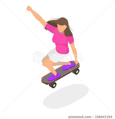 3D Isometric Flat Vector Set of Roller Skating Girls. Item 2 106643164