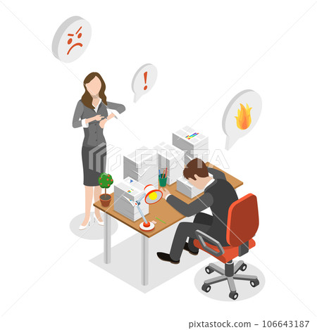 3D Isometric Flat Vector Illustration of Bullying Boss. Item 1 106643187