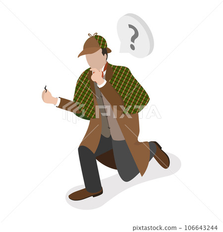 3D Isometric Flat Vector Set of Inspector Holmes Characters. Item 2 106643244