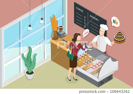 3D Isometric Flat Vector Conceptual Illustration of Bakery Shop 106643262