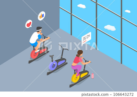 3D Isometric Flat Vector Conceptual Illustration of Cycling 106643272
