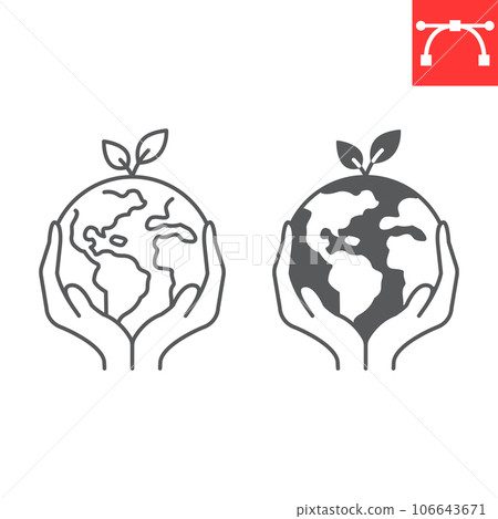 Save the world line and glyph icon, climate change and ecology, save earth vector icon, vector graphics, editable stroke outline sign, eps 10. Save the world line and glyph icon, climate change and ecology, save earth vector icon, vector graphics, editable stroke outline sign, eps 10. 106643671