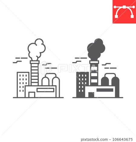Factory line icon, industry and ecology, refinery vector icon, vector graphics, editable stroke outline sign, eps 10. Factory line icon, industry and ecology, refinery vector icon, vector graphics, editable stroke outline sign, eps 10. 106643675