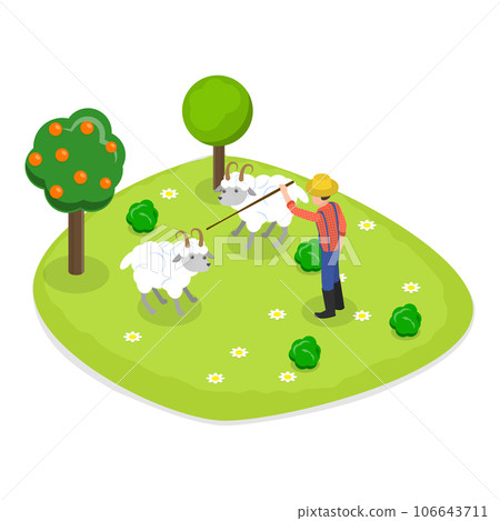 3D Isometric Flat Vector Set of Farms. Item 3 106643711
