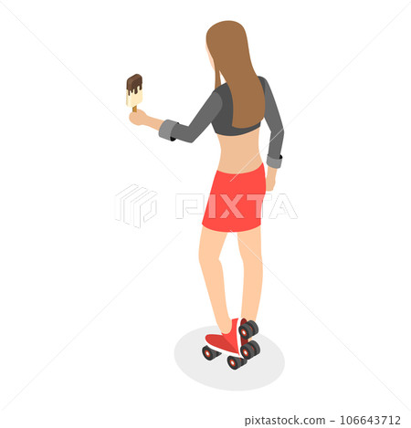 3D Isometric Flat Vector Set of Roller Skating Girls. Item 3 3D Isometric Flat Vector Set of Roller Skating Girls. Item 3 106643712