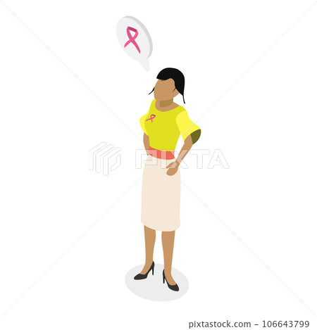 3D Isometric Flat Vector Illustration of Women with Pink Support Ribbons. Item 1 3D Isometric Flat Vector Illustration of Women with Pink Support Ribbons. Item 1 106643799