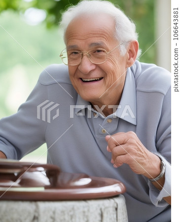 Senior men sitting on the bench 106643881