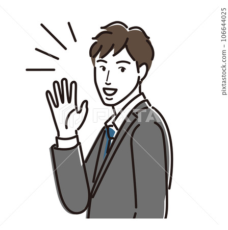 年輕男性商人微笑著揮手 106644025