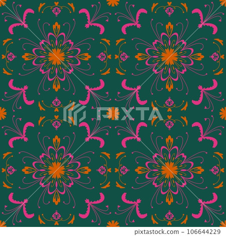 Seamless pattern. Vintage decorative elements. Hand drawn background. Islam, Arabic, Indian, bohemian,ottoman motifs. Perfect for printing on fabric or paper. 106644229
