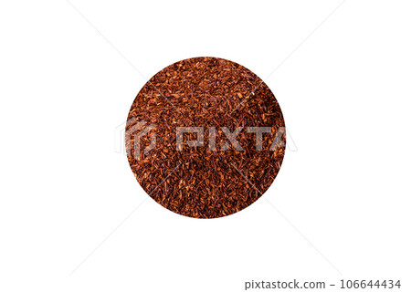 Rooibos tea on a black background. Flat lay, copy space 106644434
