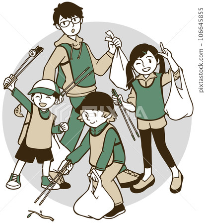 people taking part in picking up trash 106645855