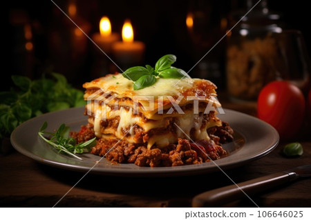 Hot lasagna with cheese Hot lasagna with cheese 106646025