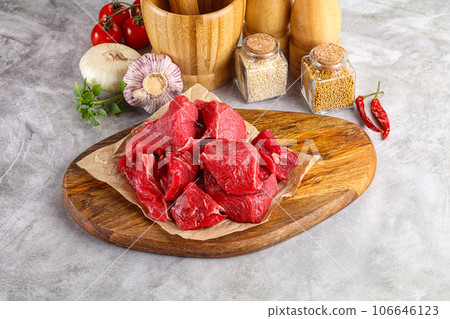 Sliced raw beef meat for cooking Sliced raw beef meat for cooking 106646123