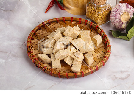 Vegan cuisine - organic tofu cheese Vegan cuisine - organic tofu cheese 106646158