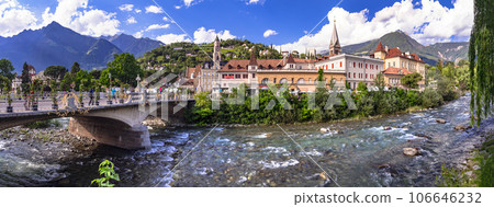Merano town - popular town and spa resort in Italy in South Tyrol, Bolzano province Merano town - popular town and spa resort in Italy in South Tyrol, Bolzano province 106646232