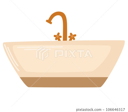 Bathtub. Bath for bathing, bathroom equipment to wash and clean. Flat vector illustration isolated on white background Bathtub. Bath for bathing, bathroom equipment to wash and clean. Flat vector illustration isolated on white background 106646317