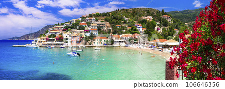 One of the most beautiful traditional greek villages - scenic Assos in Kefalonia (Cephalonia) Ionian islands , popular tourist destination in Greece 106646356