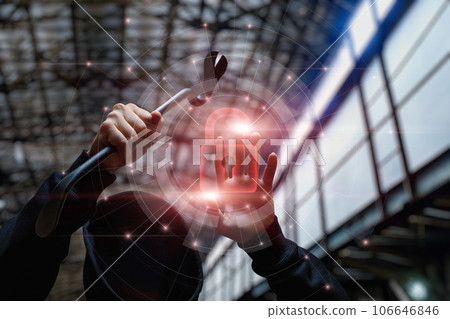 Concept of hacking a system by a hacker. Concept of hacking a system by a hacker. 106646846