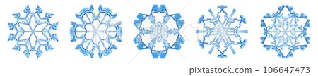 Snowflakes Dark Blue Ice Crystal Winter Symbol Snowflakes Dark Blue Ice Crystal Winter Symbol 106647473