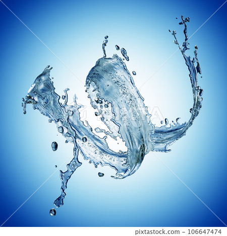 blue water splash isolated on blue background 106647474