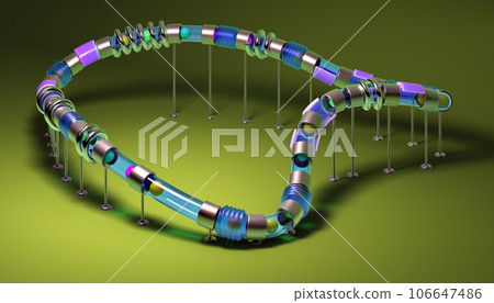 Small balls roll along the marble run Small balls roll along the marble run 106647486