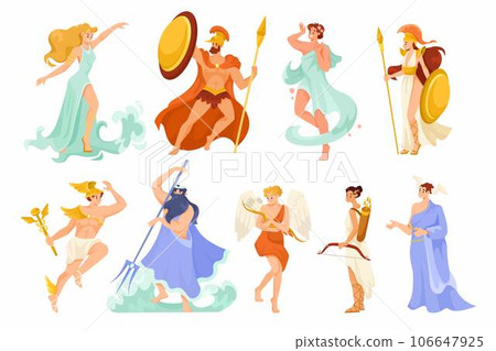 Ancient Greek God and Deity as Figures from Mythology Vector Set 106647925