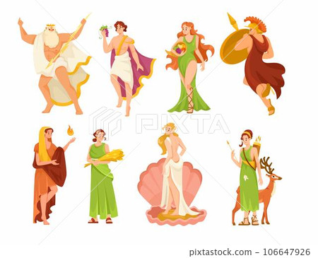 Ancient Greek God and Deity as Figures from Mythology Vector Set 106647926