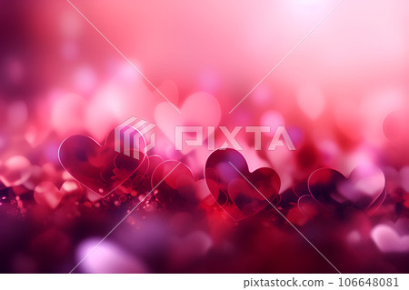 Abstract background with pink hearts bokeh, pink rose gradient. Valentine's day and mother's day concept. AI generated 106648081