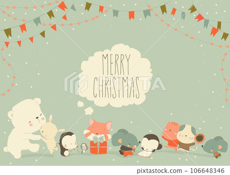 Cute Cartoon Animals celebrating Christmas 106648346