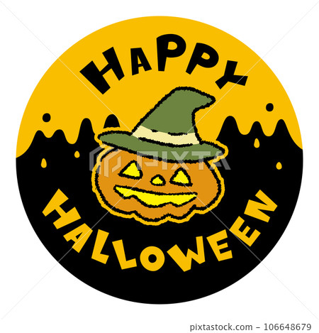 Halloween_HAPPYHALLOWEEN_Image illustration material of an eerie laughing pumpkin 106648679