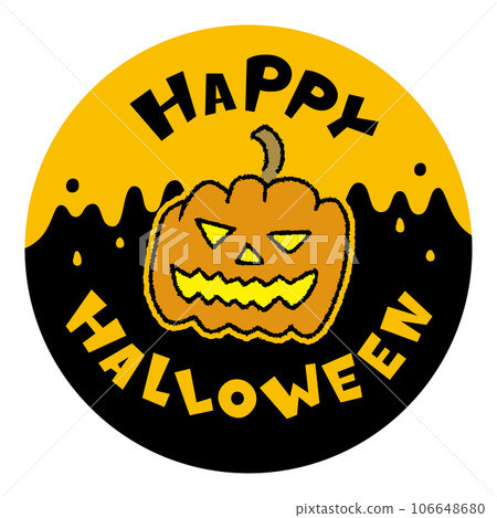 Halloween_HAPPYHALLOWEEN_Image illustration material of an eerie laughing pumpkin 106648680