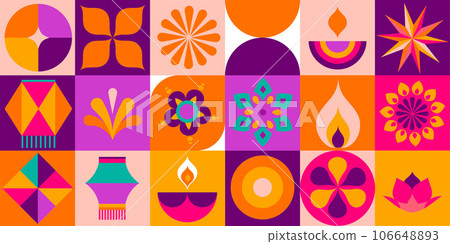 Happy Diwali, festival of light. Modern geometric minimalist design. Poster, banner and social media 106648893