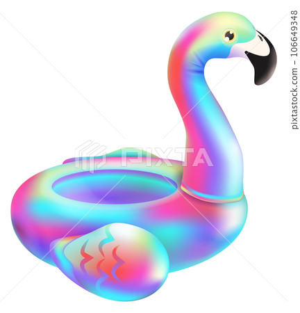 Flamingo floating ring. Swimming pool colorful donut Flamingo floating ring. Swimming pool colorful donut 106649348