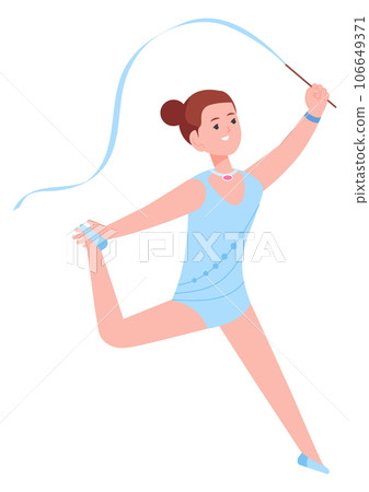 Child rhytmic gymnastics. Girl dancing with ribbon 106649371