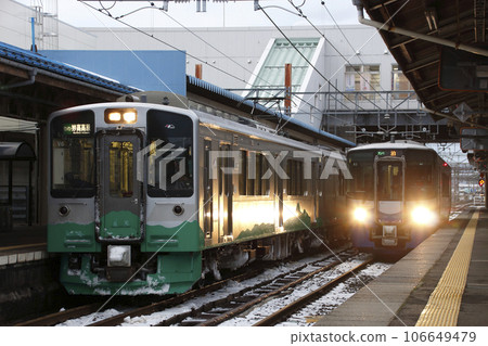 Echigo Toki Meki Railway Line Stopped at Naoetsu Station 106649479