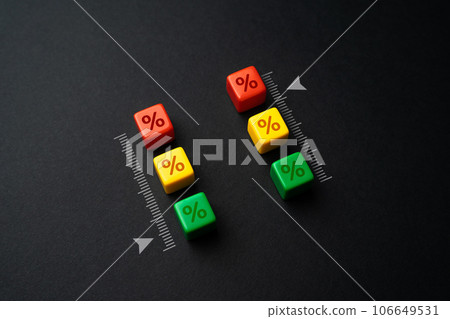 Comparison of two interest rates. Loans and mortgages. Low and high debt loads. Taxes. Indicators of large and small percentage. Economic climate. 106649531