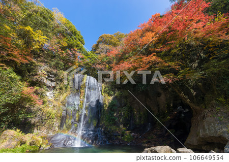 Waterfall and autumn leaves (Yusuikyo, Oguni Town, Kumamoto Prefecture) 106649554