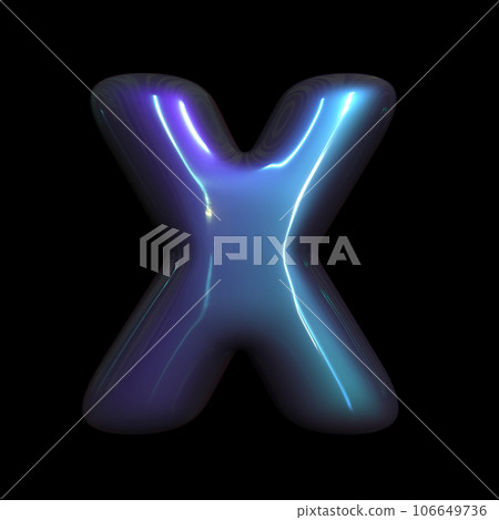 metaverse letter X - Upper-case 3d futuristic font - suitable for technology, cyberspace or science related subjects 106649736