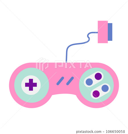 Cute pink retro controller, joypad, gamepad, videogame console. Cute pink retro controller, joypad, gamepad, videogame console. 106650058