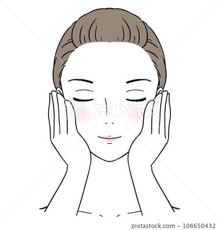 Beauty Woman with eyes closed and hand on cheek, Face wash, Makeup sample, Skin care Beauty Woman with eyes closed and hand on cheek, Face wash, Makeup sample, Skin care 106650432