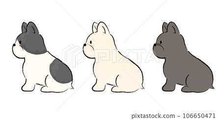 Hand-drawn simple cute French bulldog illustration sitting 106650471