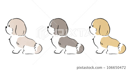 A simple, hand-drawn illustration of a Shih Tzu sitting 106650472