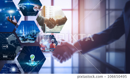 Successful business leader in digital world, DX cyber security, internet safety image 106650495