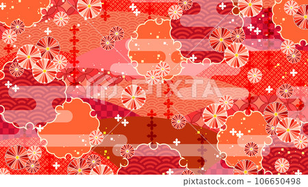 秋天彩色日本圖案插畫背景 16:9 106650498
