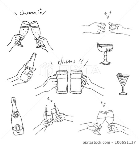 舉杯敬酒的手矢量素材 106651137