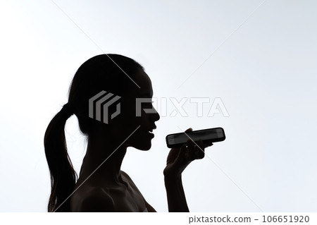 一個女人在智能手機上打字的剪影 106651920